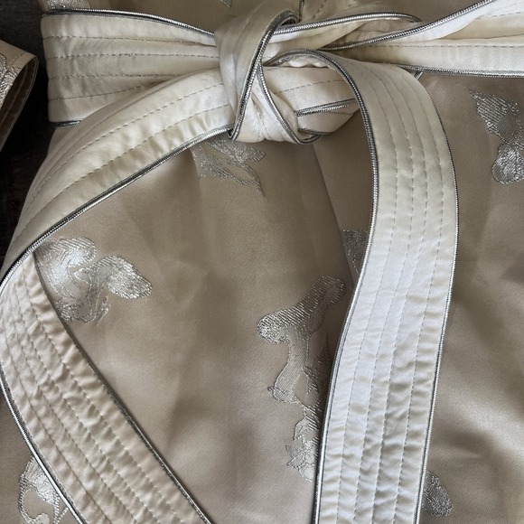 Tory Burch Mushroom Lurex SILK Gown Pale Champagne‎ Medium Jacquard Old Money - Picture 7 of 15